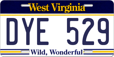 WV license plate DYE529