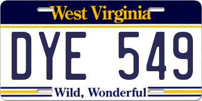 WV license plate DYE549
