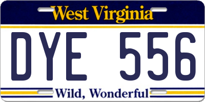 WV license plate DYE556