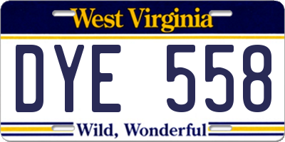WV license plate DYE558