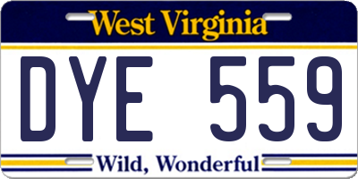 WV license plate DYE559