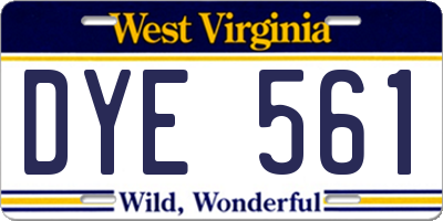 WV license plate DYE561