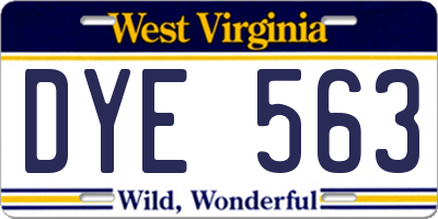 WV license plate DYE563