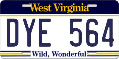 WV license plate DYE564