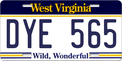 WV license plate DYE565