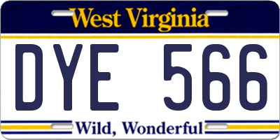 WV license plate DYE566
