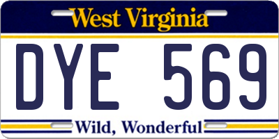 WV license plate DYE569