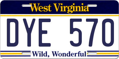WV license plate DYE570