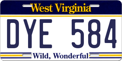 WV license plate DYE584