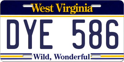 WV license plate DYE586