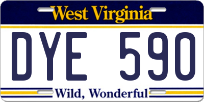 WV license plate DYE590