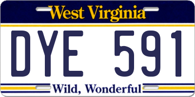 WV license plate DYE591
