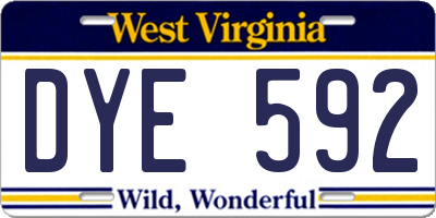 WV license plate DYE592