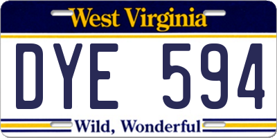 WV license plate DYE594