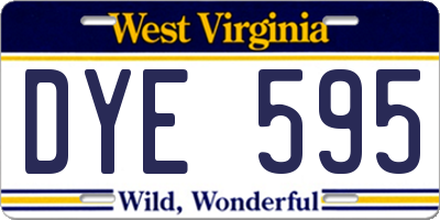 WV license plate DYE595
