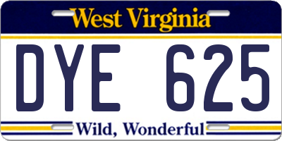 WV license plate DYE625