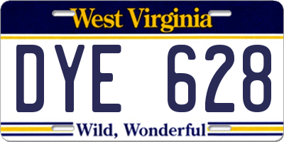 WV license plate DYE628