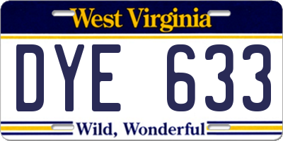 WV license plate DYE633