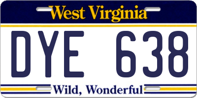 WV license plate DYE638