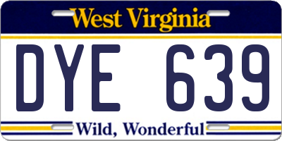 WV license plate DYE639
