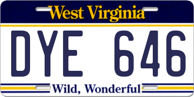 WV license plate DYE646
