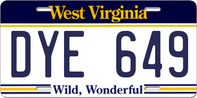 WV license plate DYE649
