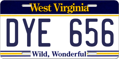 WV license plate DYE656