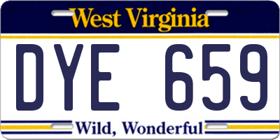 WV license plate DYE659
