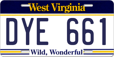 WV license plate DYE661