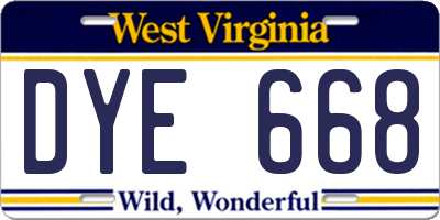 WV license plate DYE668