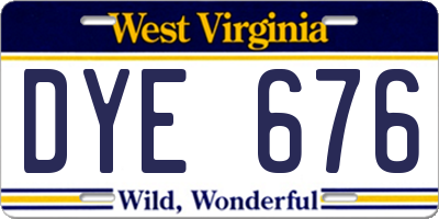 WV license plate DYE676