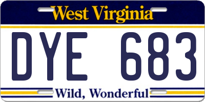 WV license plate DYE683