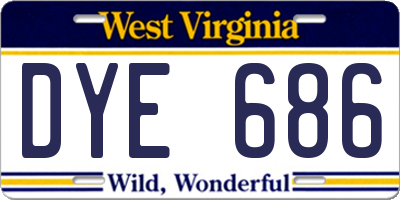 WV license plate DYE686