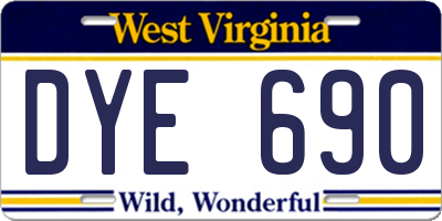 WV license plate DYE690