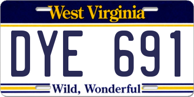 WV license plate DYE691