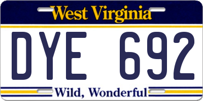 WV license plate DYE692
