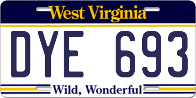 WV license plate DYE693