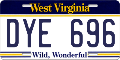 WV license plate DYE696