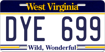 WV license plate DYE699
