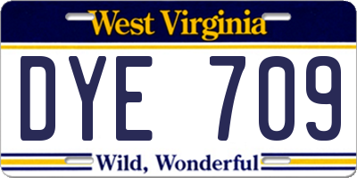 WV license plate DYE709