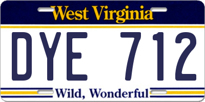 WV license plate DYE712