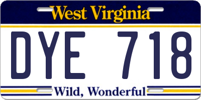 WV license plate DYE718