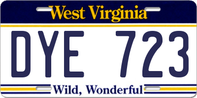 WV license plate DYE723