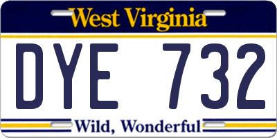 WV license plate DYE732
