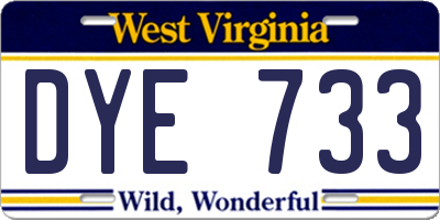WV license plate DYE733