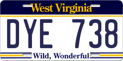 WV license plate DYE738