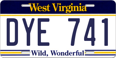 WV license plate DYE741