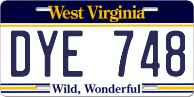 WV license plate DYE748