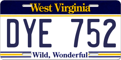 WV license plate DYE752