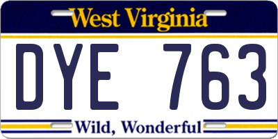 WV license plate DYE763